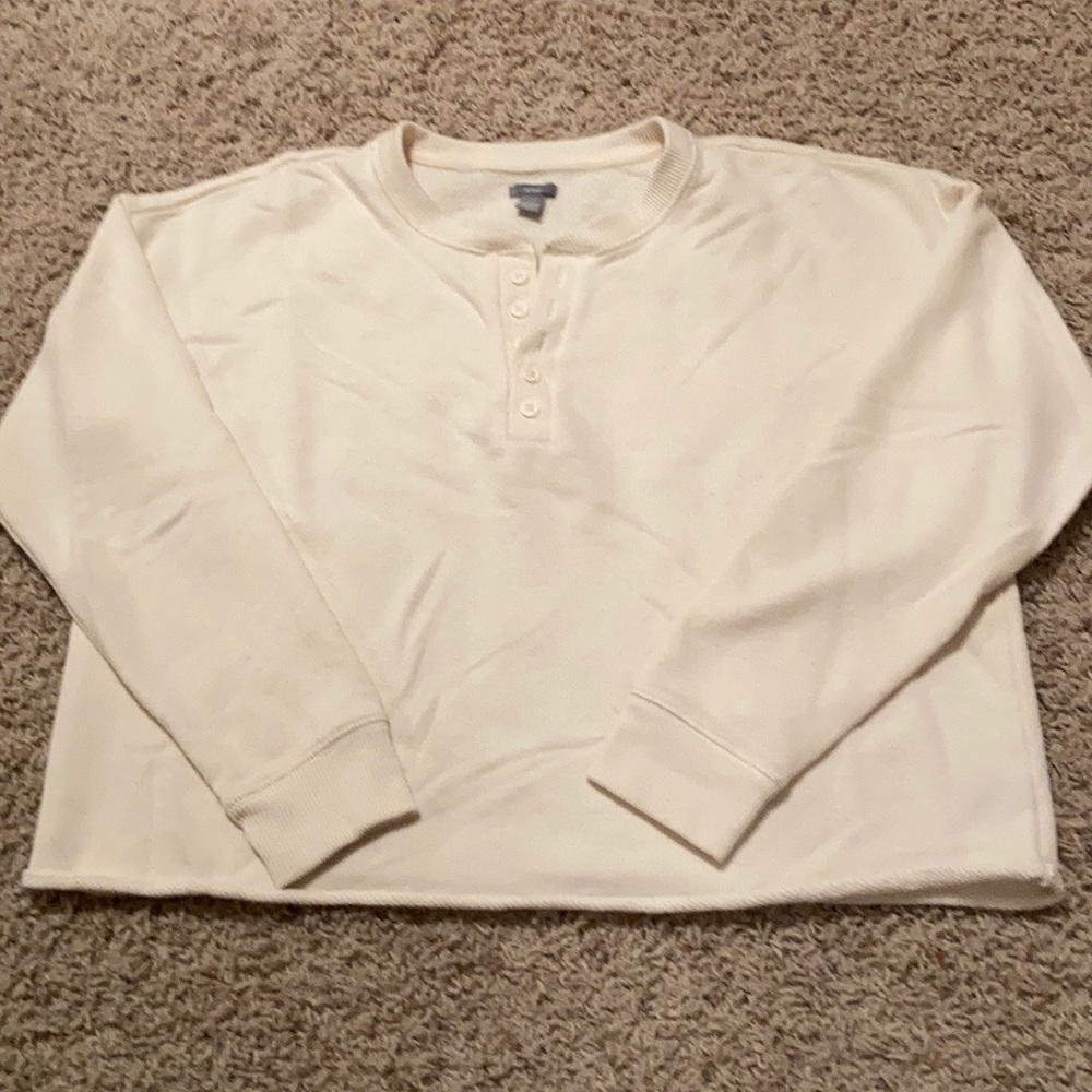 Aerie cream cropped Henley sweatshirt